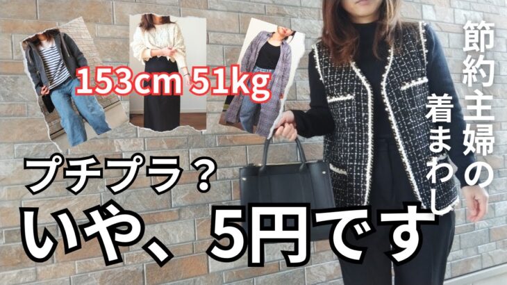 【音声・字幕あり】ポッチャリ主婦、5円の服を着る。節約主婦の平日5日間の着回しコーデ！卒園式、入学式はどうする？